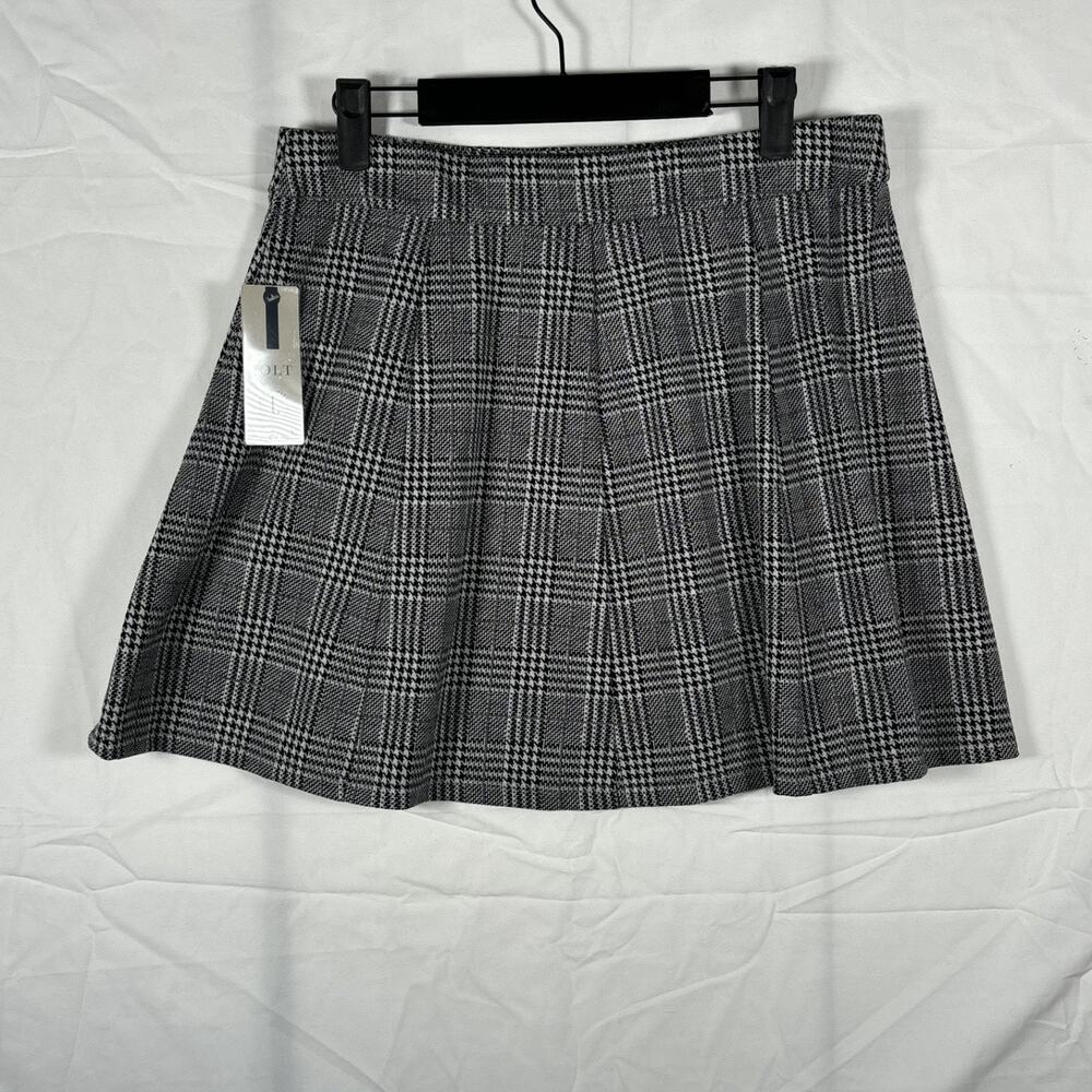 JOLT Woman's Checkered Flare Mini Gray Skirt Size Large‎ NEW